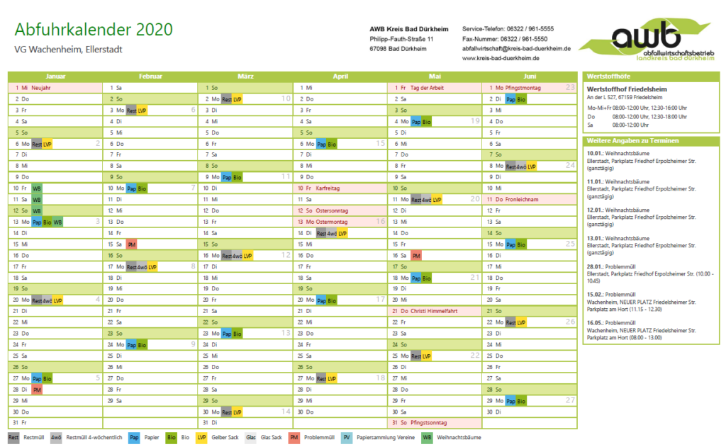 Abfuhrkalender – Ortsgemeinde Ellerstadt